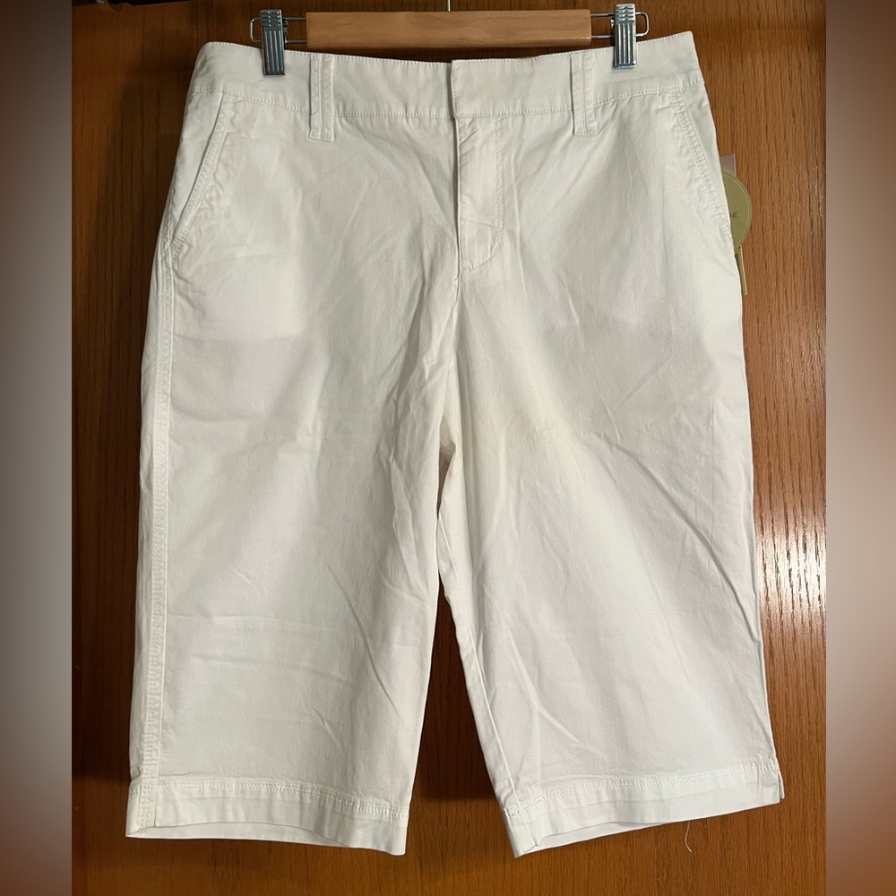 Sonoma White Flat Front Shorts Crisp Cotton Blend